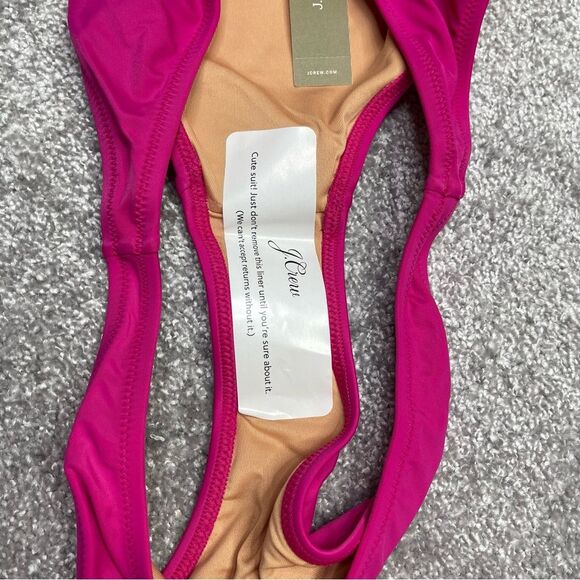J. Crew Heritage 1989 High Leg Bikini Bottom Medium Pink High Cut Cheeky Lined - Picture 2 of 7